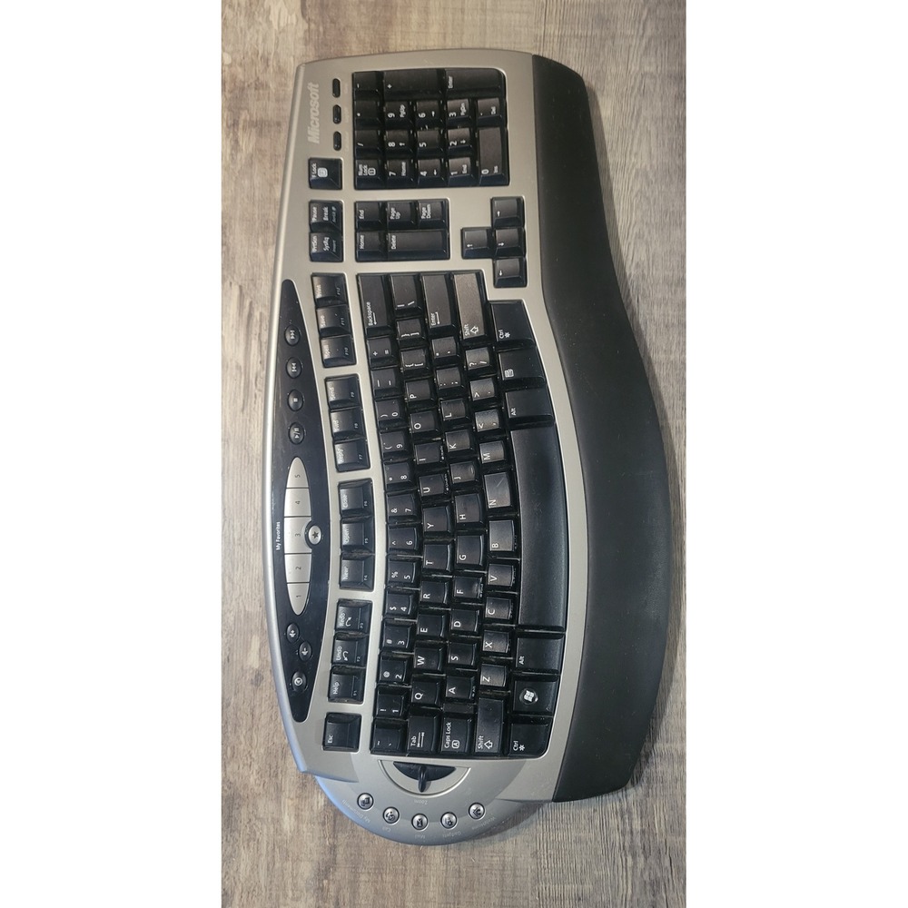 Microsoft Wireless Comfort Keyboard 4000 Model 1045 Ergonomic Silver Black